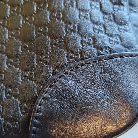 Gucci Black Micro GG Bee Bag Leather Crossbody 449413 520981 - Picture 8 of 14